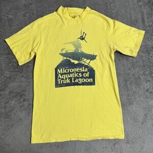 Vintage 70s Wreck Diving Shirt S Micronesia Aquatics of Truk Lagoon WW2 Ships